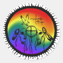 Two-Spirit Rainbow Swirl Design Round Sticker
