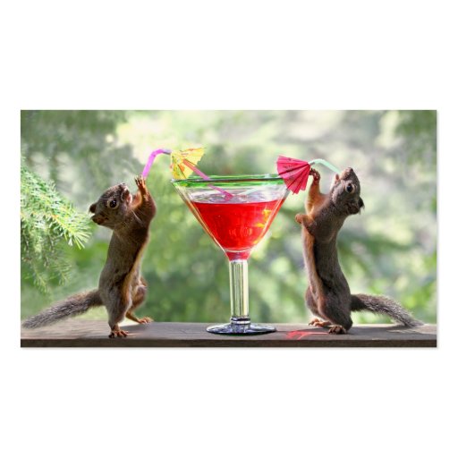 Two Squirrels Drinking a Cocktail Business Card Template (back side)