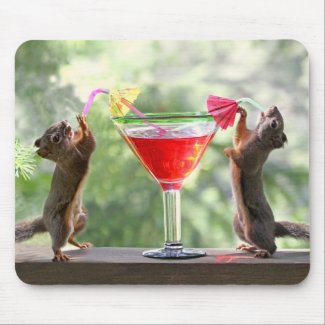 Two Squirrels Drinking a Cocktail Mousepad
