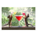 Two Squirrels Drinking a Cocktail Photographic Print