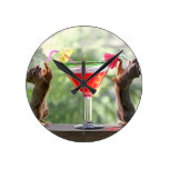 Two Squirrels Drinking a Cocktail Round Clocks