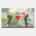 Two Squirrels Drinking a Cocktail Rectangular Stickers