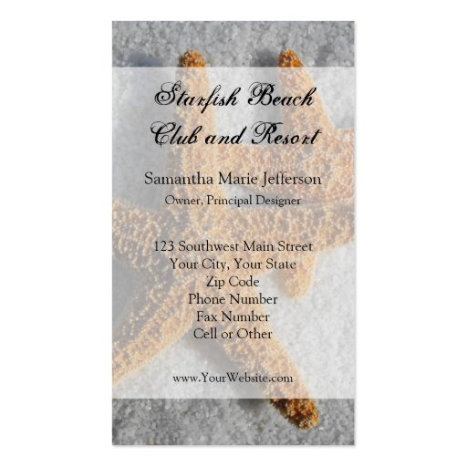 Two Starfish in the Sand, Beach Wedding Business Card Templates (front side)