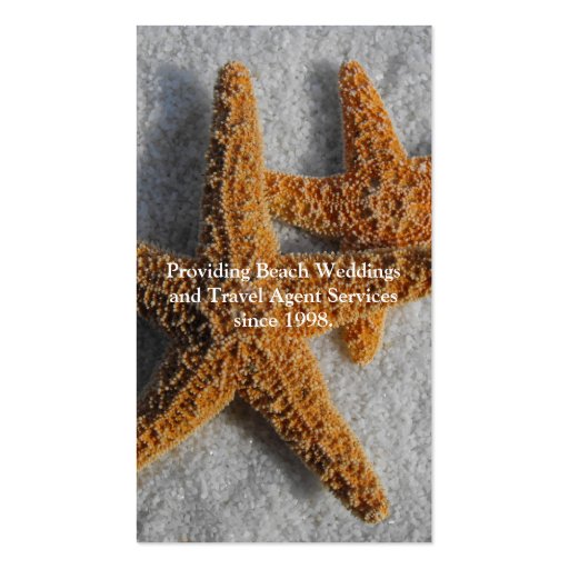 Two Starfish in the Sand, Beach Wedding Business Card Templates (back side)