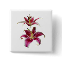Two Stargazer Lilies Button