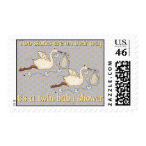 Two Storks Twin Baby Shower Postage