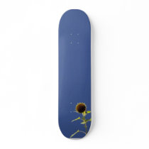 Two Sunflowers Against The Blue Sky skateboards