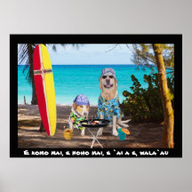 Two Surfer Dogs on the Beach Print