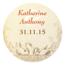 two swans love birds save the date sticker