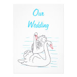 Two Swans Swimming Drawing Wedding Invitations invitations