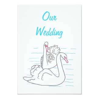 Two Swans Swimming Drawing Wedding Invitations 5" X 7" Invitation Card