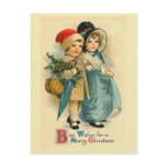 two sweet children, vintage christmas image, boy,