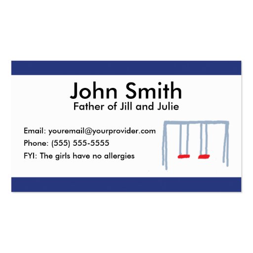 Two Swings Parent Calling Card Business Card Template