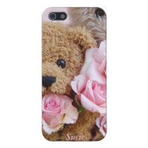 two teddy bears holding roses cover for iPhone 5