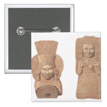 Two terracotta figures of women from Palenque, pla Pins