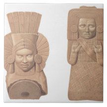 Two terracotta figures of women from Palenque, pla Tiles