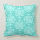 two tone aqua baby blue damask throw pillow