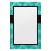 two tone aqua blue diamond damask design stationery paper