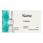 two tone aquamarine blue aqua diamond damask business cards