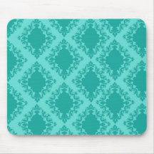 two tone aquamarine blue aqua diamond damask mousepad