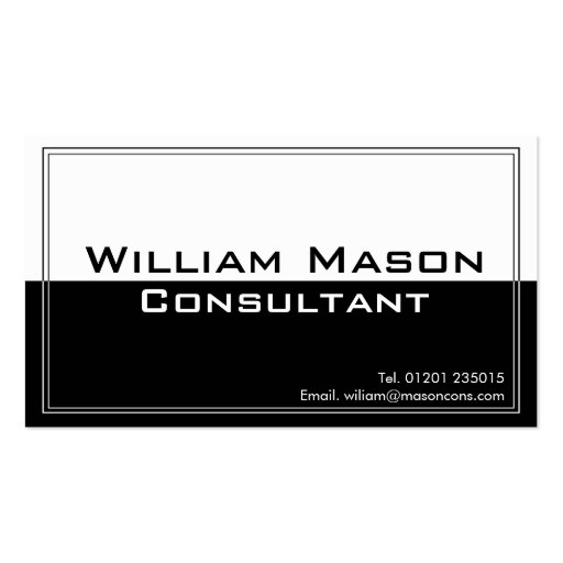Two Tone Black White, Professional Business Card (front side)