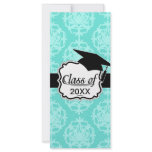 two tone blue damask graduation custom rack card