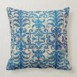 Two tone blue Damask pillow pillows