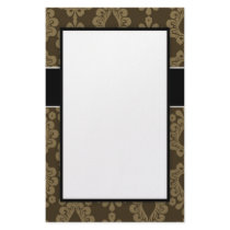 two tone brown tan devine damask design personalized stationery