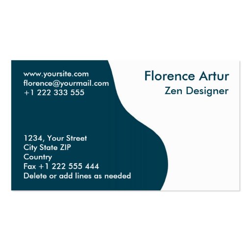 Two-tone Business Card - Deep Blue and White (front side)