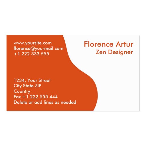 Two-tone Business Card - Orange and White (front side)