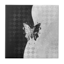 Two Tone Butterfly Ceramic Tile