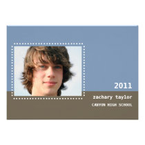 Two Tone Dot Graduation Announcement-blue invitations