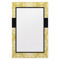 two tone gold royale damask pattern design customized stationery