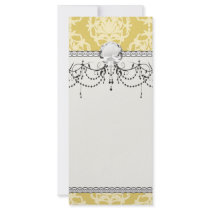two tone gold royale damask pattern custom rack cards