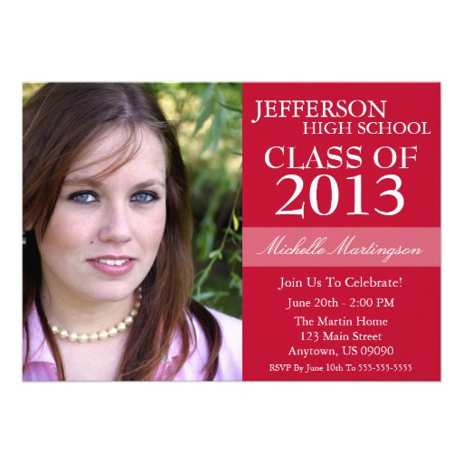 Two-Tone Graduation Invitations (Burgandy Red) (front side)