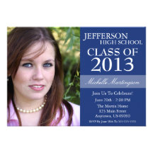 Two-Tone Graduation Invitations (Navy Blue)