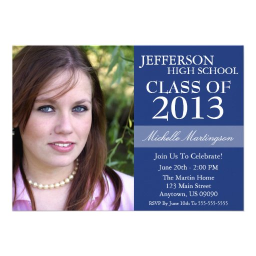 Two-Tone Graduation Invitations (Navy Blue) (front side)