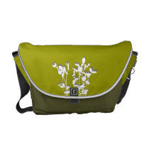 Two tone green growing plant leaves modern nature messenger bags