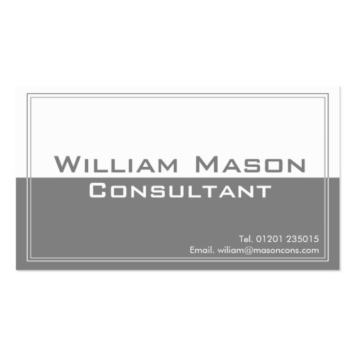 Two Tone Grey White, Professional Business Card (front side)