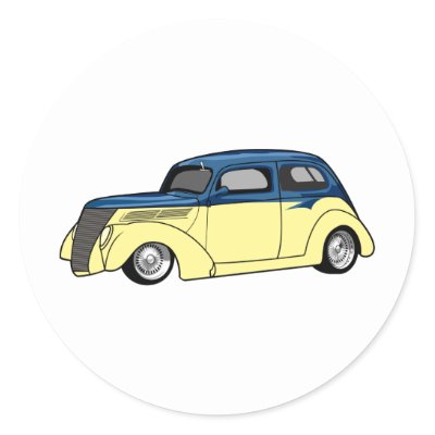 Two Tone Hot Rod Round Sticker by hotrodshirts