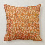 Two tone Orange Damask pillow pillows