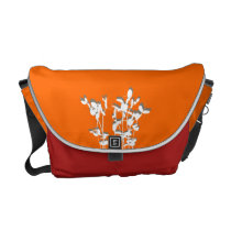 Two tone orange growing plant leaves modern nature messenger bags