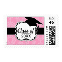 two tone pastel pink floral damask graduation stamp