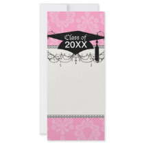 two tone pastel pink floral damask graduation custom rack card
