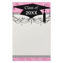 two tone pastel pink floral damask graduation stationery design