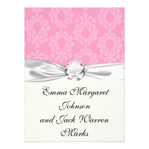 two tone pastel pink floral damask pattern announcements