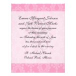 two tone pastel pink floral damask pattern personalized announcements