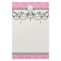 two tone pastel pink floral damask pattern stationery design