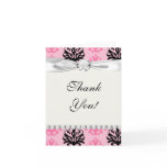 two tone pink and black chic damask cards