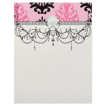 two tone pink and black chic damask personalized letterhead